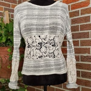 Lite Grey and Cream Sweater with Lace